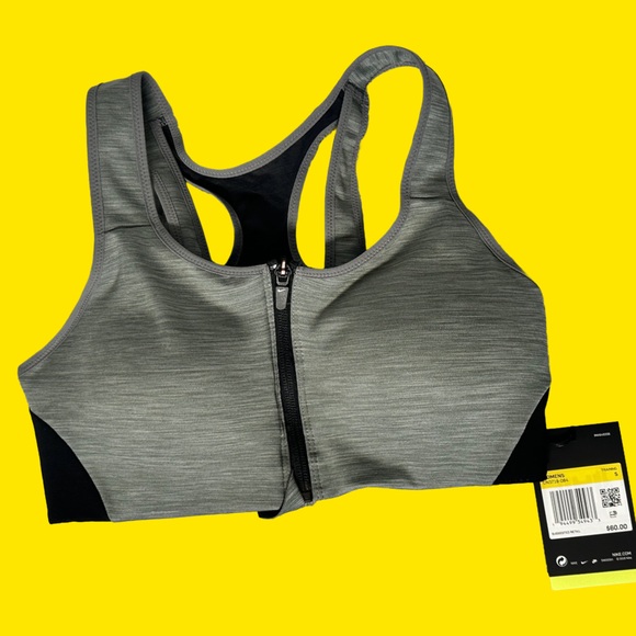 Nike Heather Gray Zip Sports Bra - Picture 3 of 9